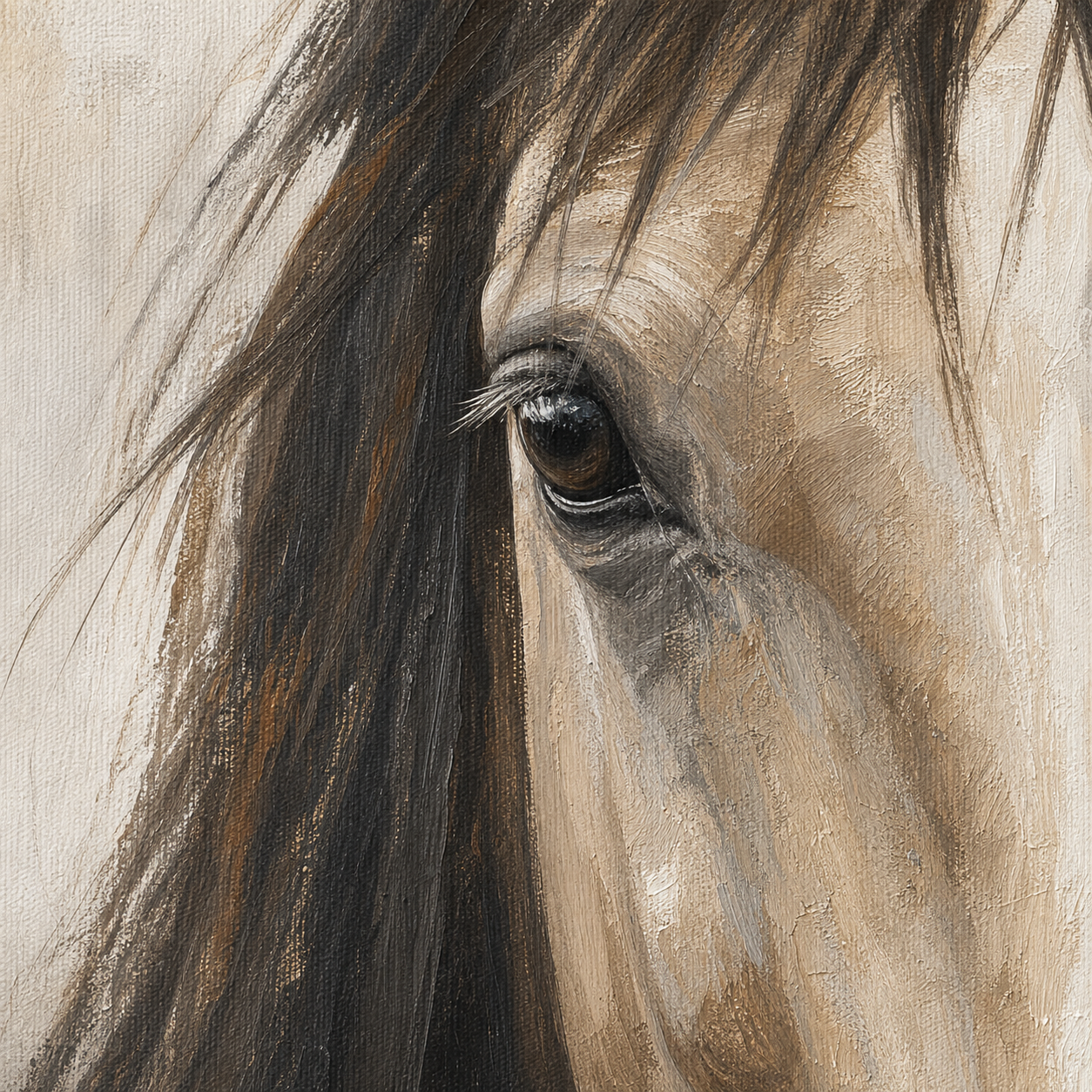 AN001 minimalist horse portrait corrected eye and mane detail