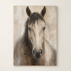 AN001 minimalist horse portrait painting front view