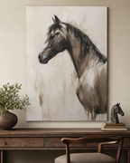 Custom Minimal Horse Painting #AN002 displayed in a styled interior