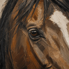 Close-up of hand-painted texture and brushwork in Modern Brown Horse Oil Painting #AN003