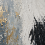 Close-up of hand-painted texture and brushwork in White Crane Minimal Animal Painting #AN006