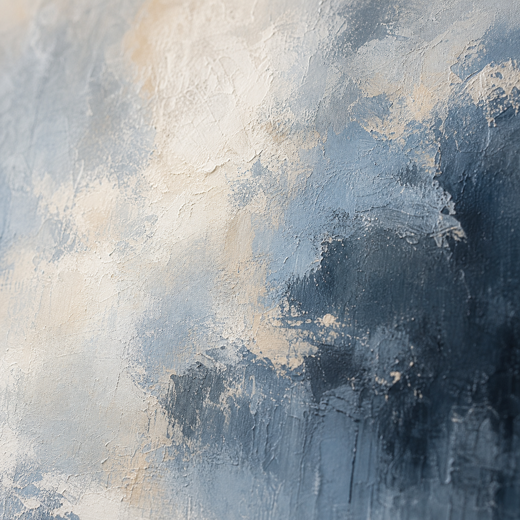 Close-up of soft blue grey hand-painted oil texture
