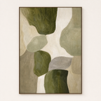 Front view of olive green abstract canvas art