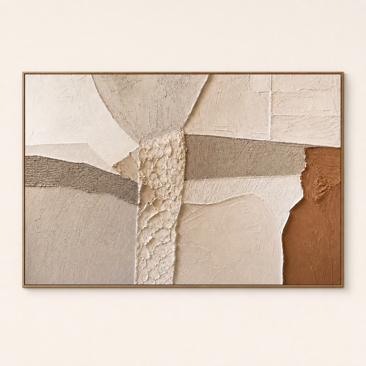 Front view of oversized textured wall art