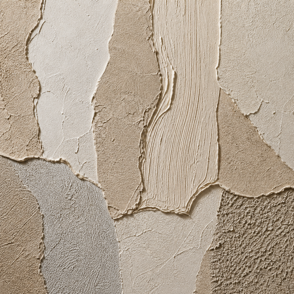 Close-up of sand and ivory raised plaster texture
