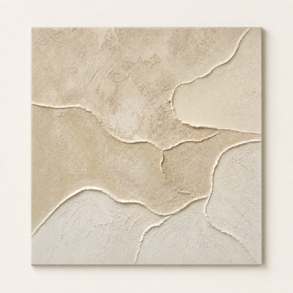 Front view of sand beige raised texture painting