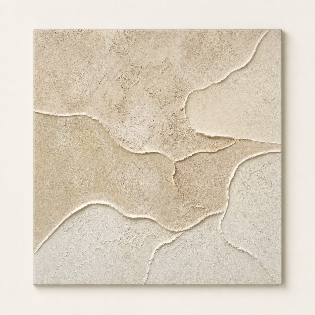 Front view of sand beige raised texture painting