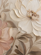 FL001 neutral floral oil painting close up petal brushwork detail