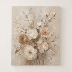 FL001 neutral floral oil painting front view