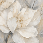 Close-up of hand-painted texture and brushwork in Modern White Floral Canvas Painting #FL003