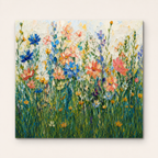 Front view of Colorful Wildflower Oil Painting #FL007, showing the complete composition