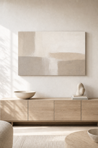 Size reference scene for LM001 Large Neutral Minimalist Wall Art