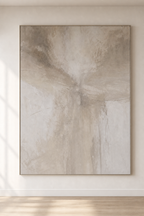 LM002 oversized soft greige minimalist painting front view