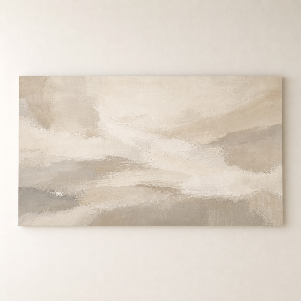 LM002 oversized soft greige minimalist painting front view