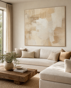 Oversized Beige Wall Art Above Sofa #LM003 main scene
