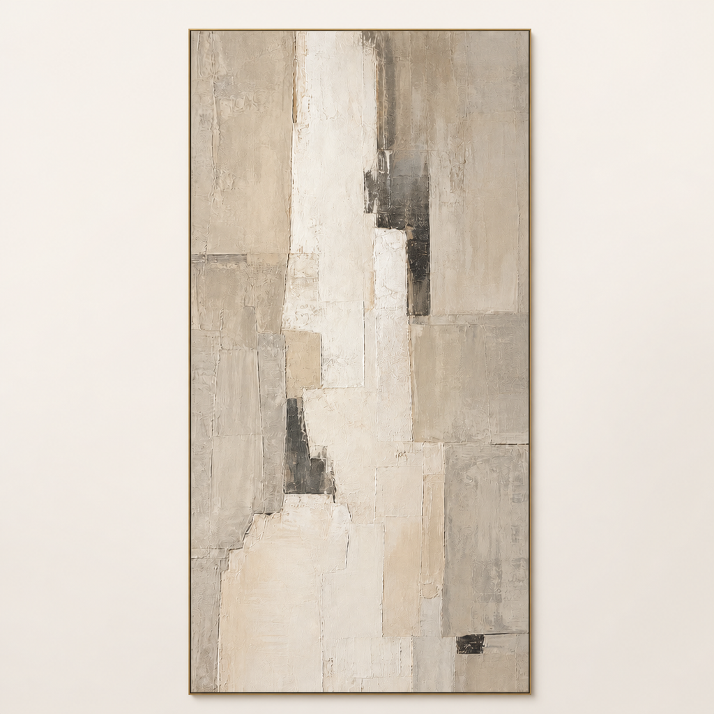 Front view of Extra Large Neutral Canvas for High Ceilings #LM007, showing the complete composition