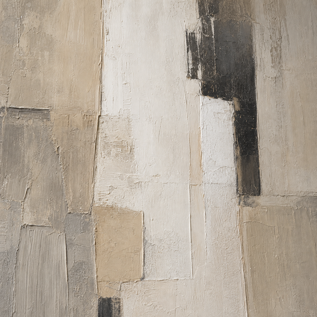 Close-up of hand-painted texture and brushwork in Extra Large Neutral Canvas for High Ceilings #LM007