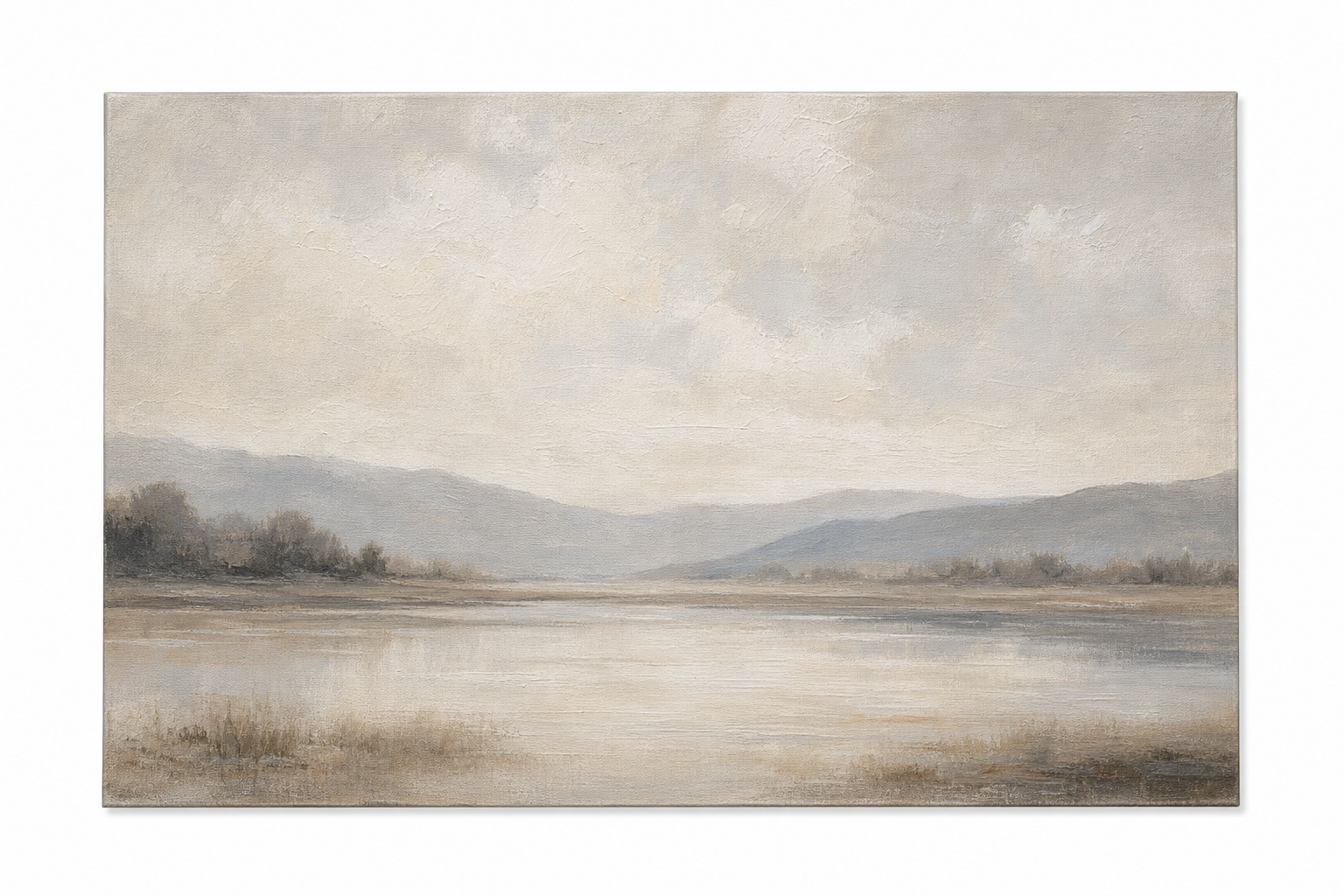 LS001 Misty Neutral Landscape Canvas Painting front view