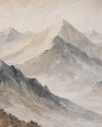 Neutral Mountain Landscape Canvas Painting #LS002 texture detail