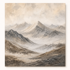 Neutral Mountain Landscape Canvas Painting #LS002 front view