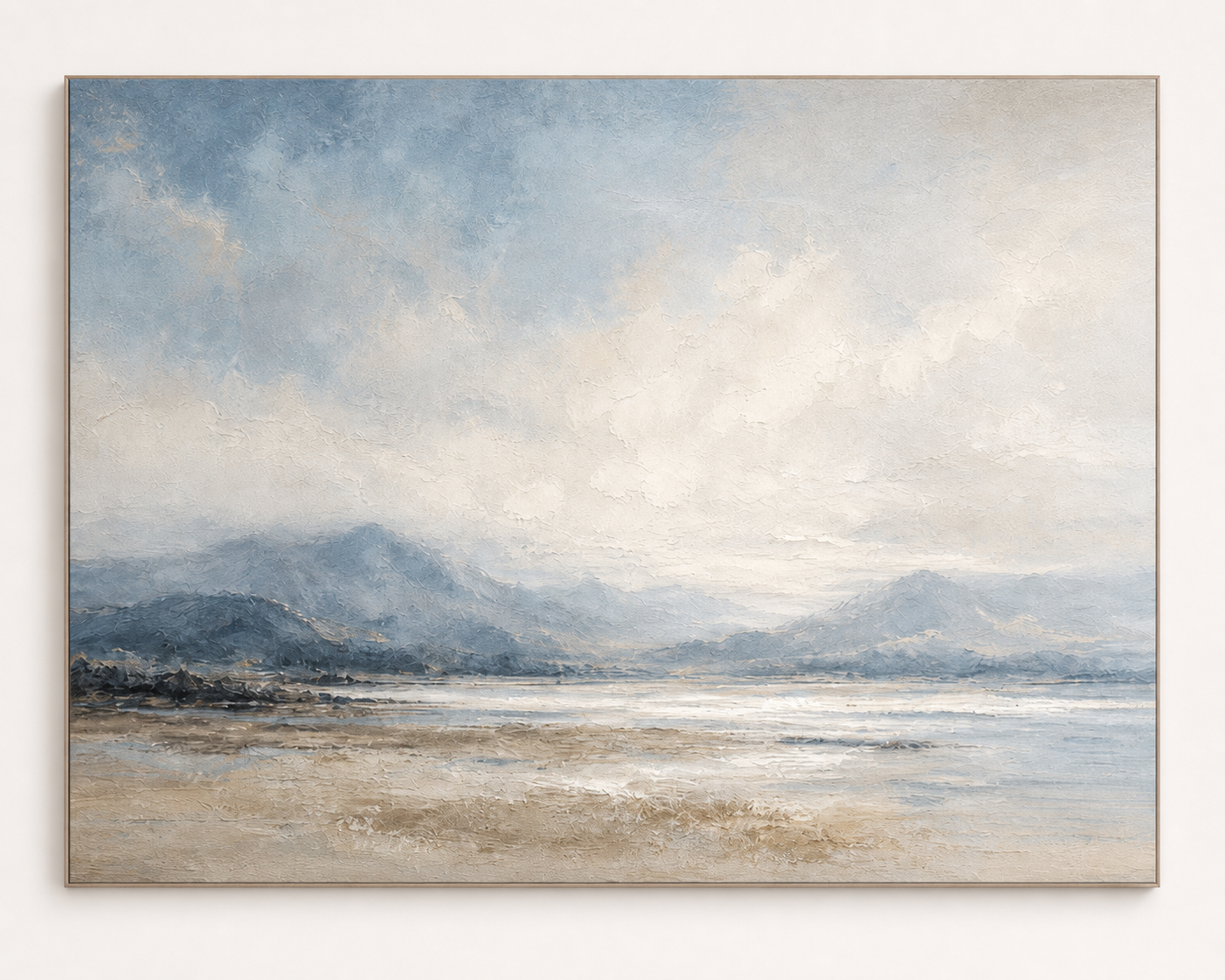 LS003 Soft Blue Abstract Landscape Painting front view