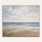 Front view of Minimal Coastal Horizon Oil Painting #LS004, showing the complete composition