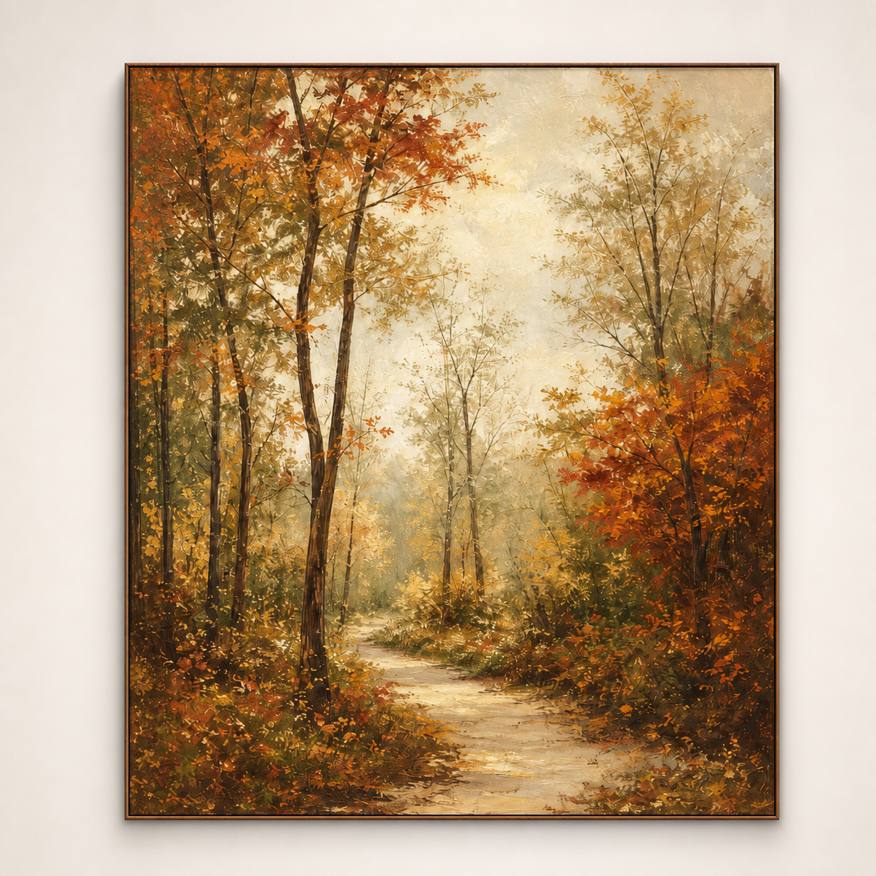 Front view of Autumn Woodland Landscape Wall Art #LS008, showing the complete composition