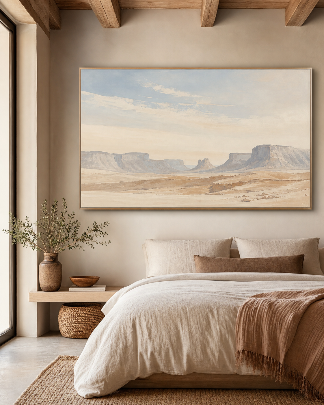 Minimal Desert Landscape Canvas #LS009 displayed in a styled interior