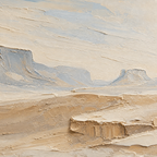 Close-up of hand-painted texture and brushwork in Minimal Desert Landscape Canvas #LS009