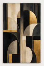 ND001 Black Gold Neo Deco Abstract Painting front view