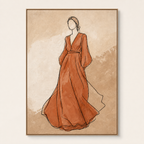 Front view of Minimal Female Figure Line Painting #PT001, showing the complete composition