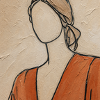 Close-up of hand-painted texture and brushwork in Minimal Female Figure Line Painting #PT001