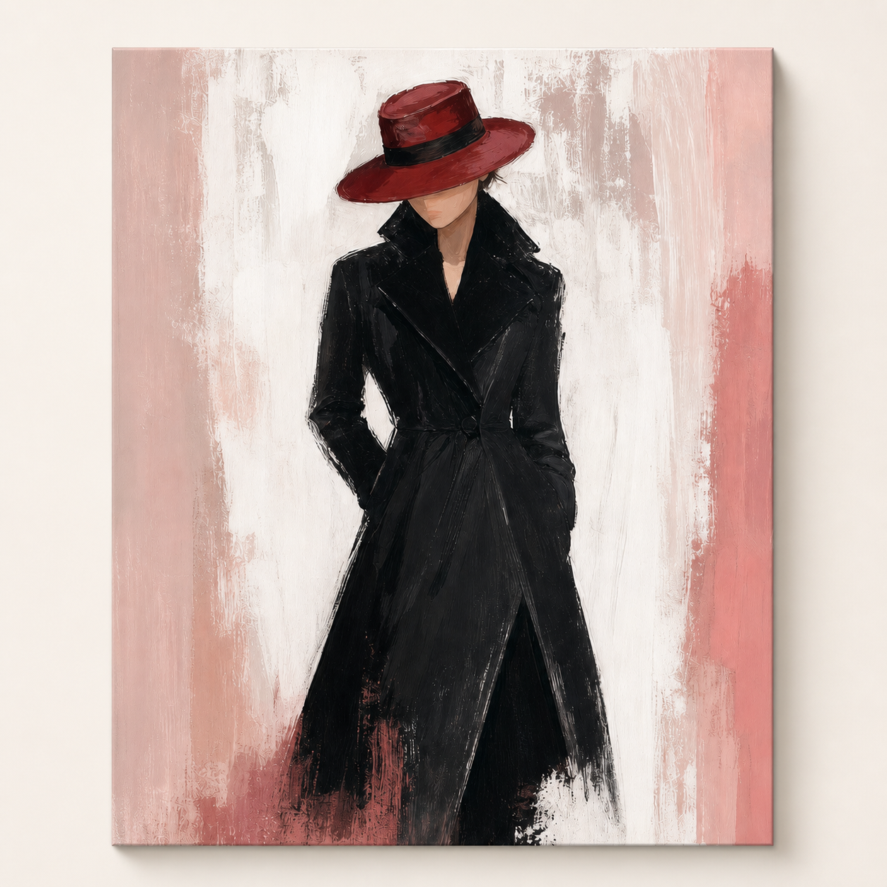 Front view of Modern Fashion Portrait Canvas Art #PT002, showing the complete composition