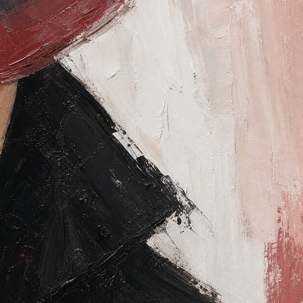 Close-up of hand-painted texture and brushwork in Modern Fashion Portrait Canvas Art #PT002