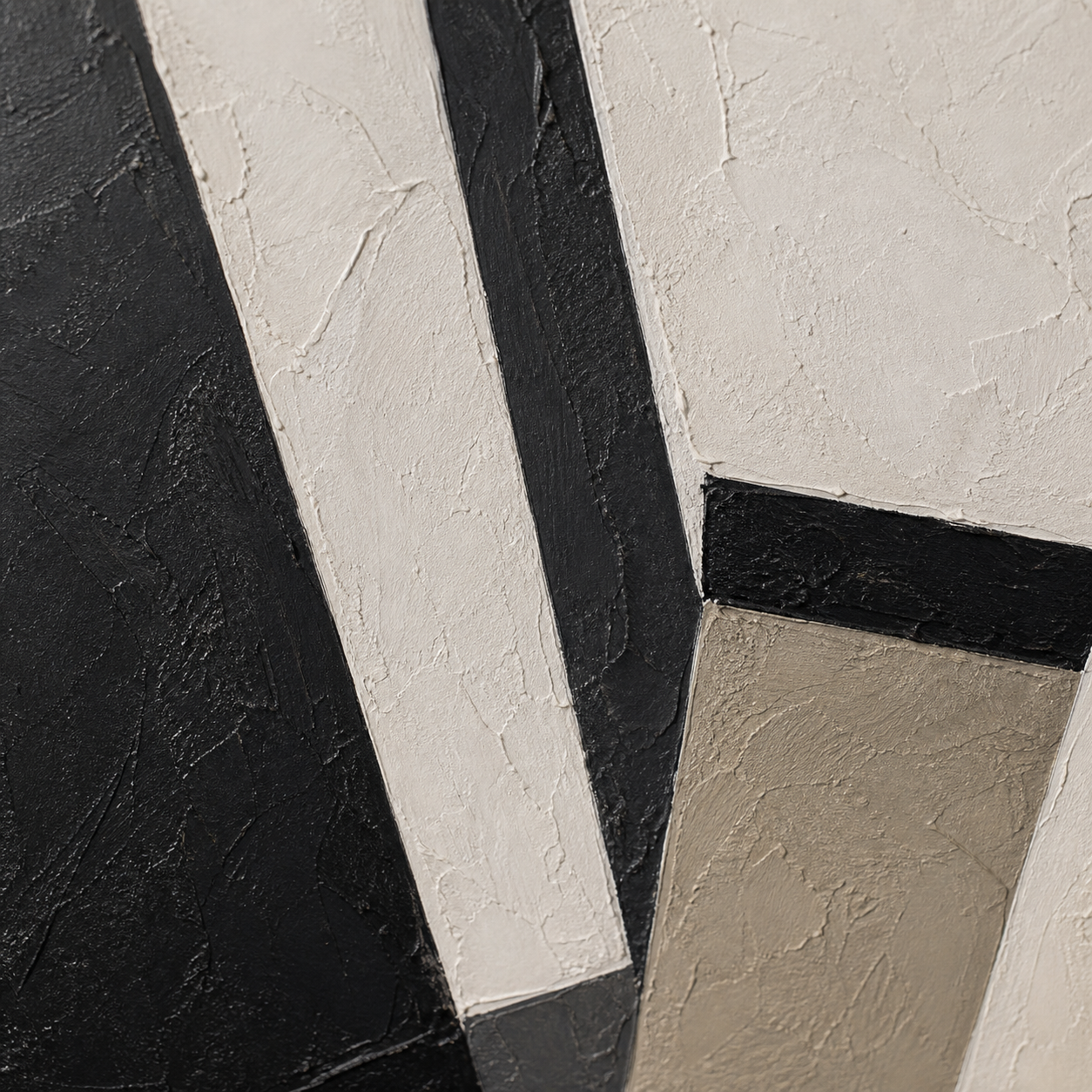 Close-up of hand-painted texture and brushwork in Black and White Couple Figure Painting #PT003