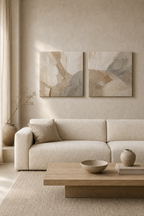 SP002 Wabi-Sabi Canvas Set of 2 in a neutral living room
