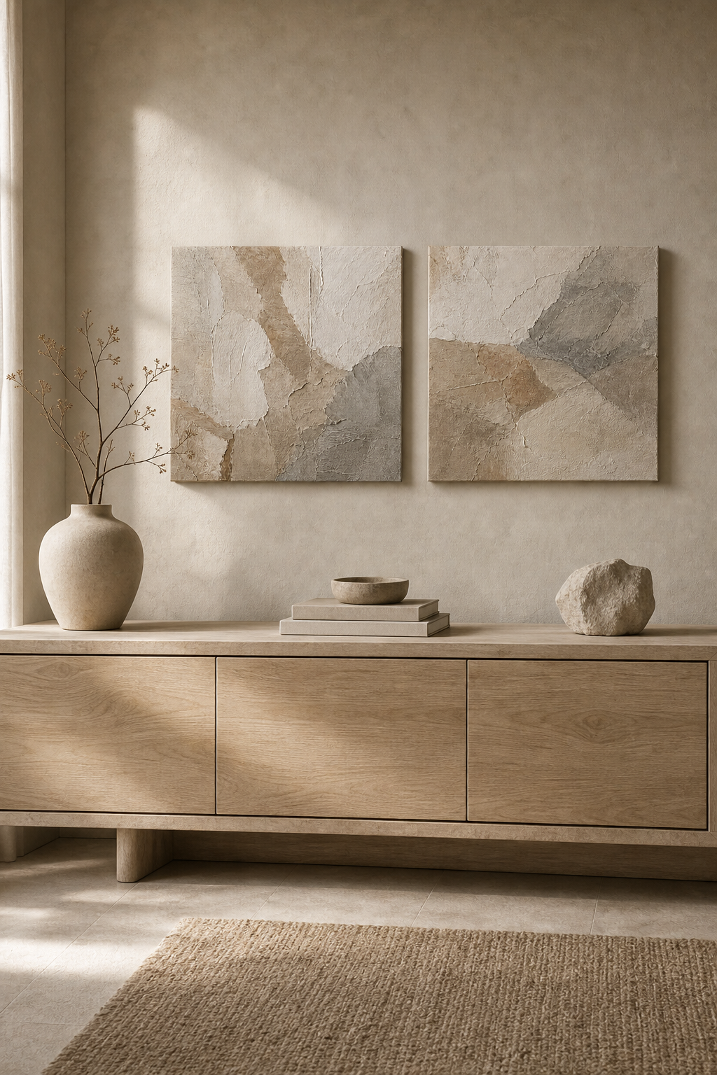 SP002 Wabi-Sabi Canvas Set of 2 size reference above console