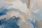 Close-up brushwork detail of SP003 Blue and Beige Abstract Painting Set of 2