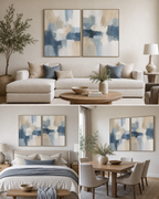 Size reference scenes for SP003 Blue and Beige Abstract Painting Set of 2
