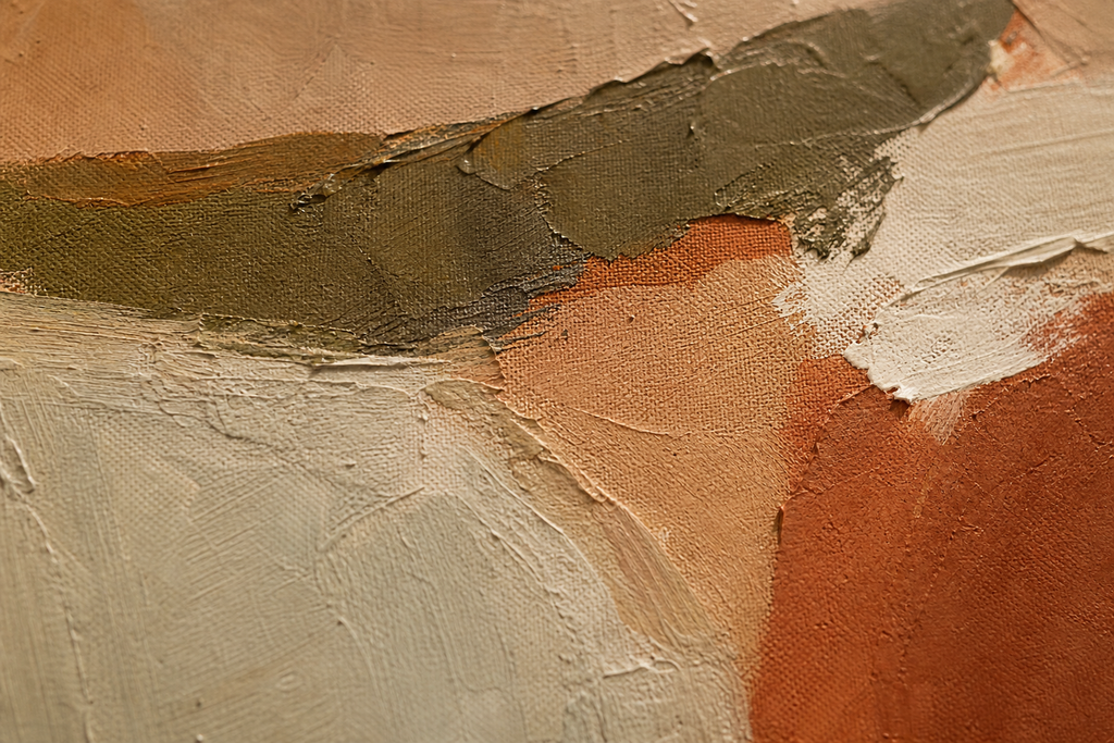 SP004 earth tone canvas set of 3 close up brushwork detail