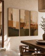 SP004 earth tone canvas set of 3 in modern dining room