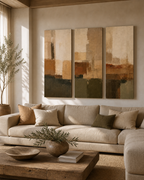 SP004 earth tone canvas set of 3 above neutral sofa