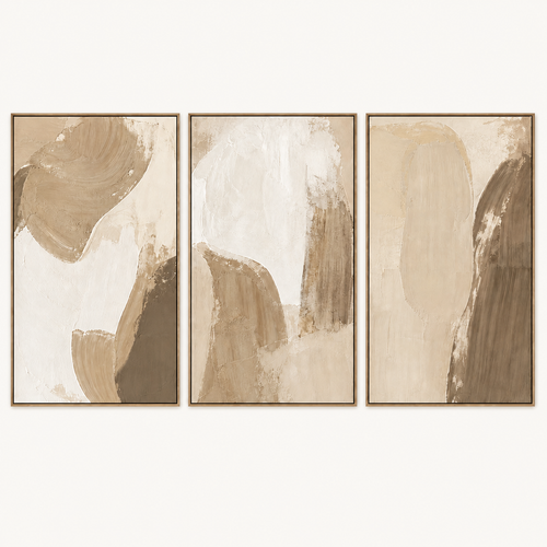 Beige Abstract Painting Set of 3 #SP006 front view