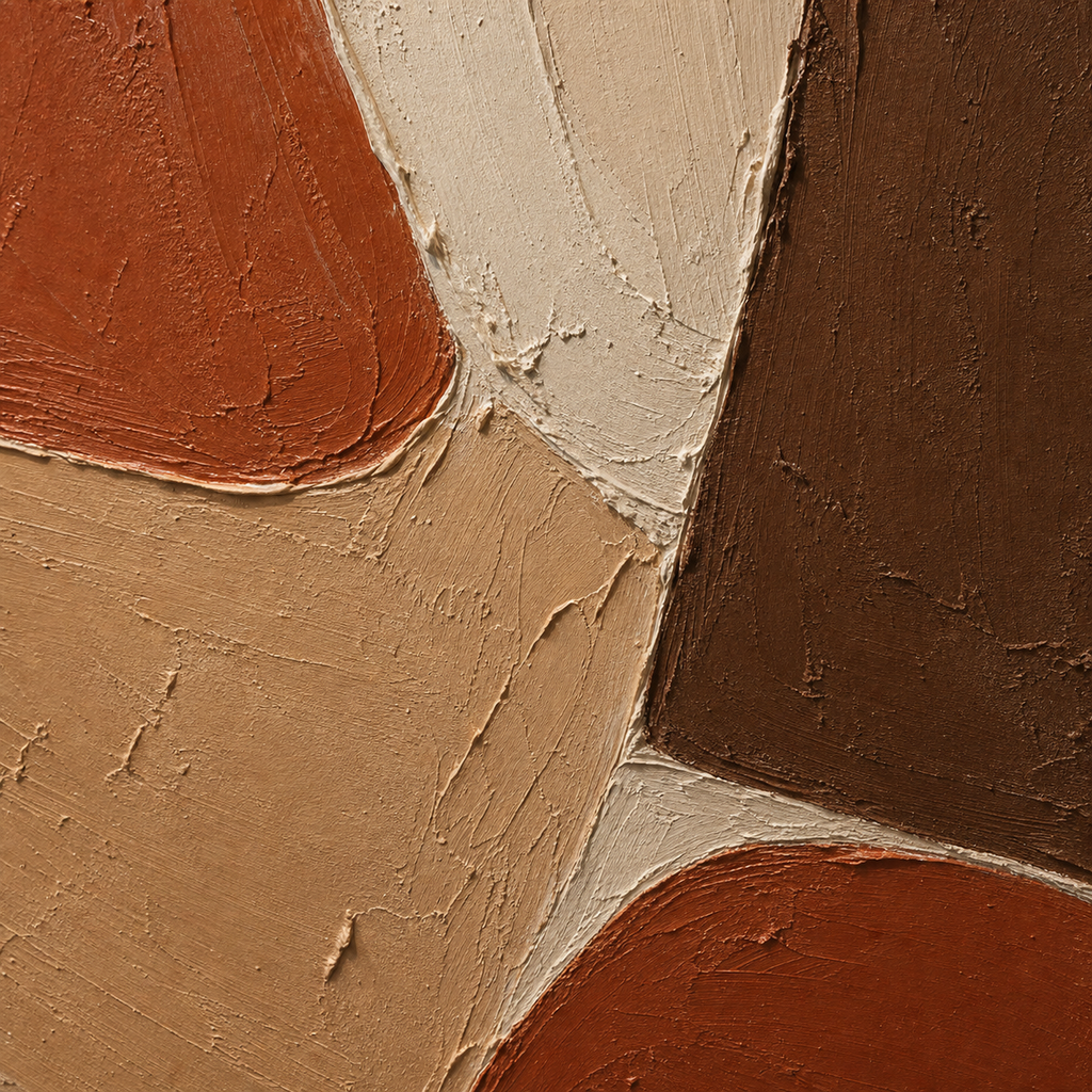Close-up of hand-painted texture and brushwork in Earth Tone Abstract Triptych Set #SP012