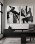 Black and White Abstract Set of 2 #SP013 displayed in a styled interior