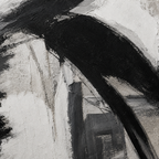 Close-up of hand-painted texture and brushwork in Black and White Abstract Set of 2 #SP013