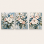 Front view of Modern Floral Canvas Set of 3 #SP014, showing the complete composition