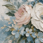 Close-up of hand-painted texture and brushwork in Modern Floral Canvas Set of 3 #SP014