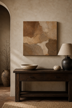 TX002 Brown Plaster Texture Painting size reference above a console table