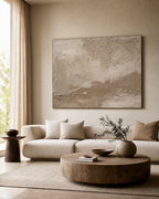 TX006 Taupe Wabi-Sabi Textured Wall Art in an organic modern living room